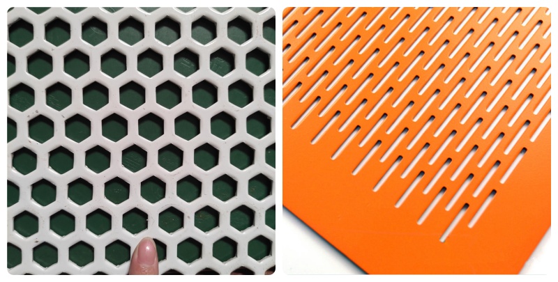 Hole pattern display of carbon steel perforated metal sheet (including slotted holes and hexagonal holes)