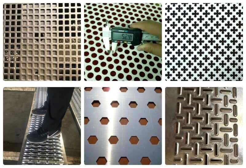 Visualización del patrón de perforación de las chapas de acero al carbono