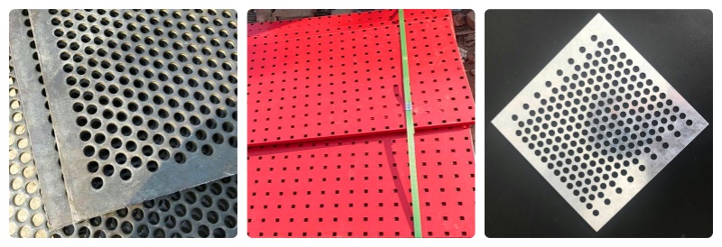 Untreated carbon steel perforated metal plates and comparison of painted treatment and galvanized treatment