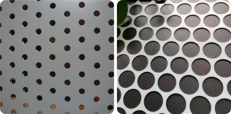 展示不同開孔面積的穿孔鋁板