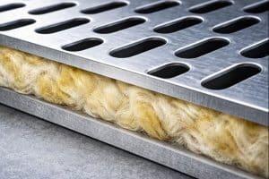 パンチングメタルプレート＋エアキャビティ＋吸収材の断面構造