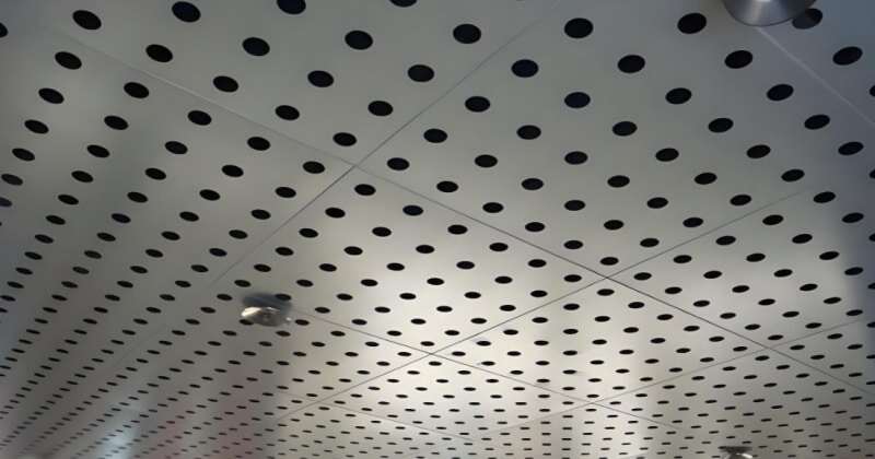 Perforated metal ceiling panel case study display