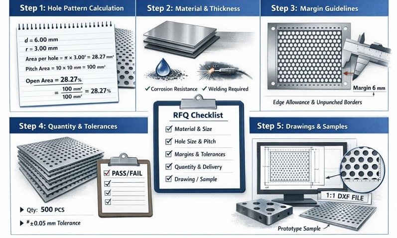 원형 구멍 천공 패널을 맞춤 제작하는 5단계 프로세스